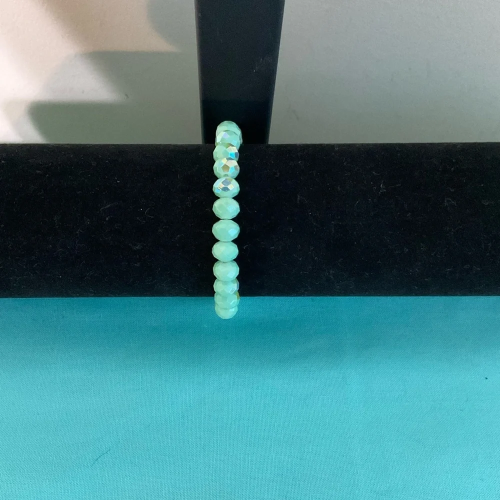 Chic Silver and Aqua Beaded Bracelet with Fringe Accent
